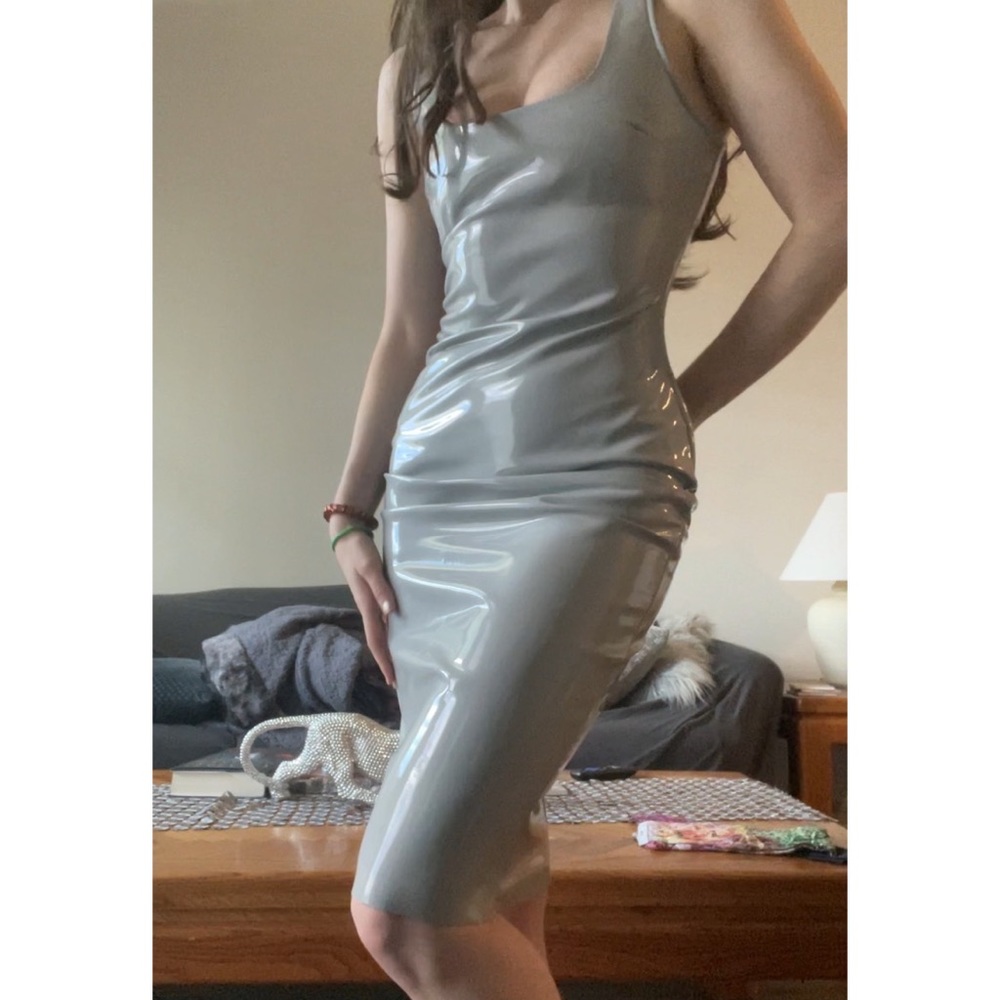 Oh Polly Vinyl Bodycon Midi Dress 🥰